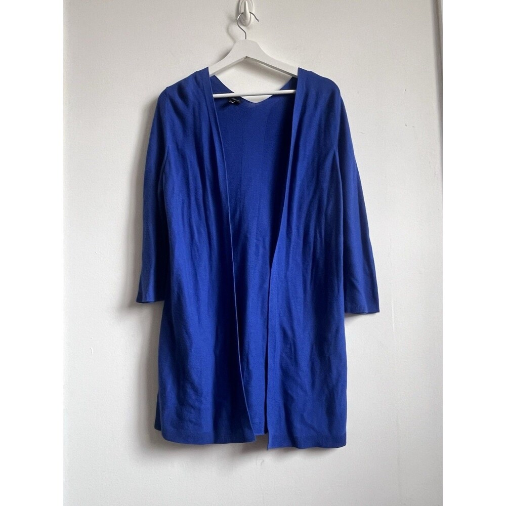 Talbots Lightweight Cardigan Sweater Open Front Royal Blue Sz M Petite Office